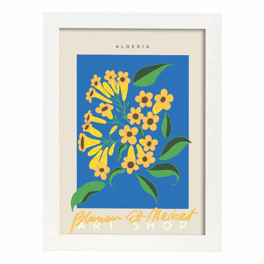 Lamina artistica decorativa con ilustración de Blumenau et Market Argelia-Artwork-Nacnic-A4-Marco Blanco-Nacnic Estudio SL