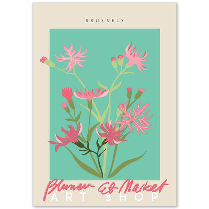 Lamina artistica decorativa con ilustración de Blumenau et Market Bruselas-Artwork-Nacnic-A4-Sin marco-Nacnic Estudio SL