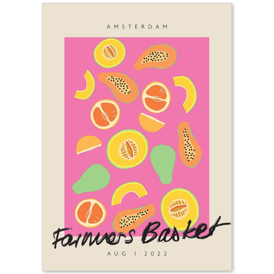 Lamina artistica decorativa con ilustración de Cesta de agricultores Amsterdam-Artwork-Nacnic-A4-Sin marco-Nacnic Estudio SL