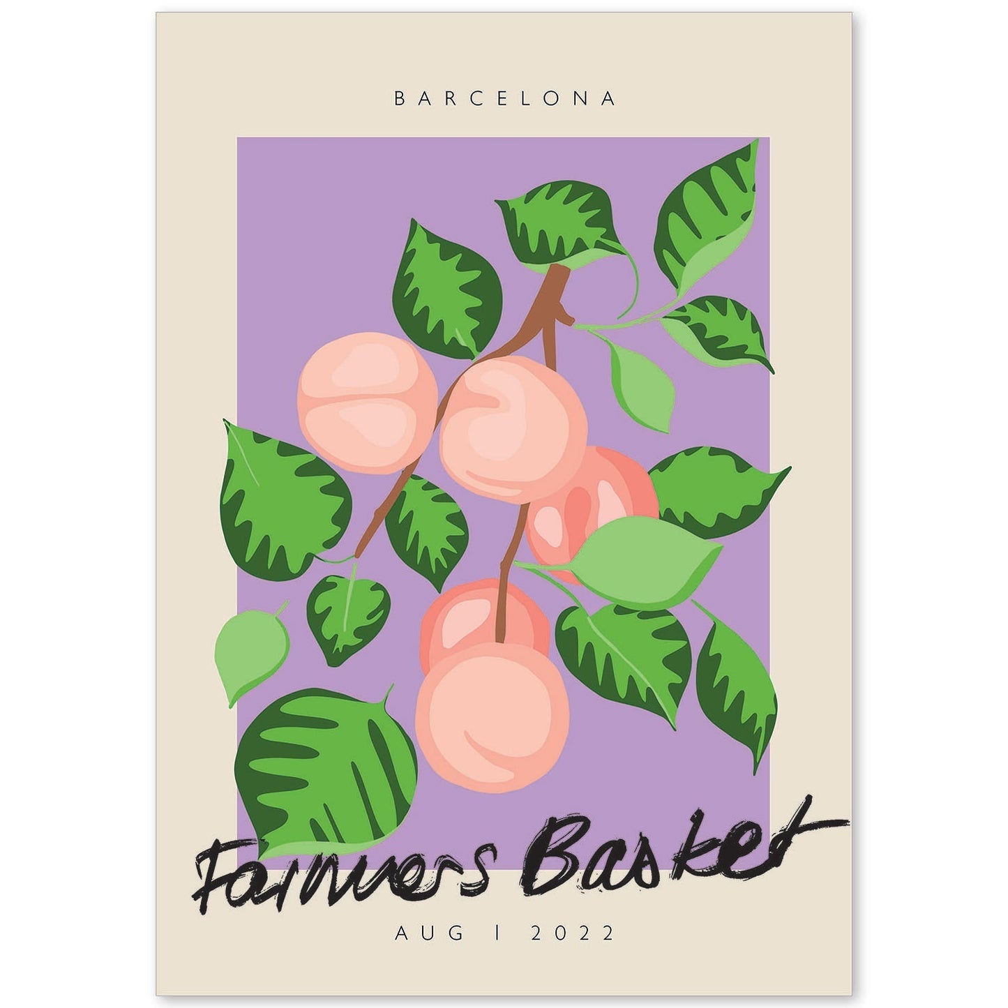 Lamina artistica decorativa con ilustración de Cesta de agricultores Barcelona-Artwork-Nacnic-A4-Sin marco-Nacnic Estudio SL