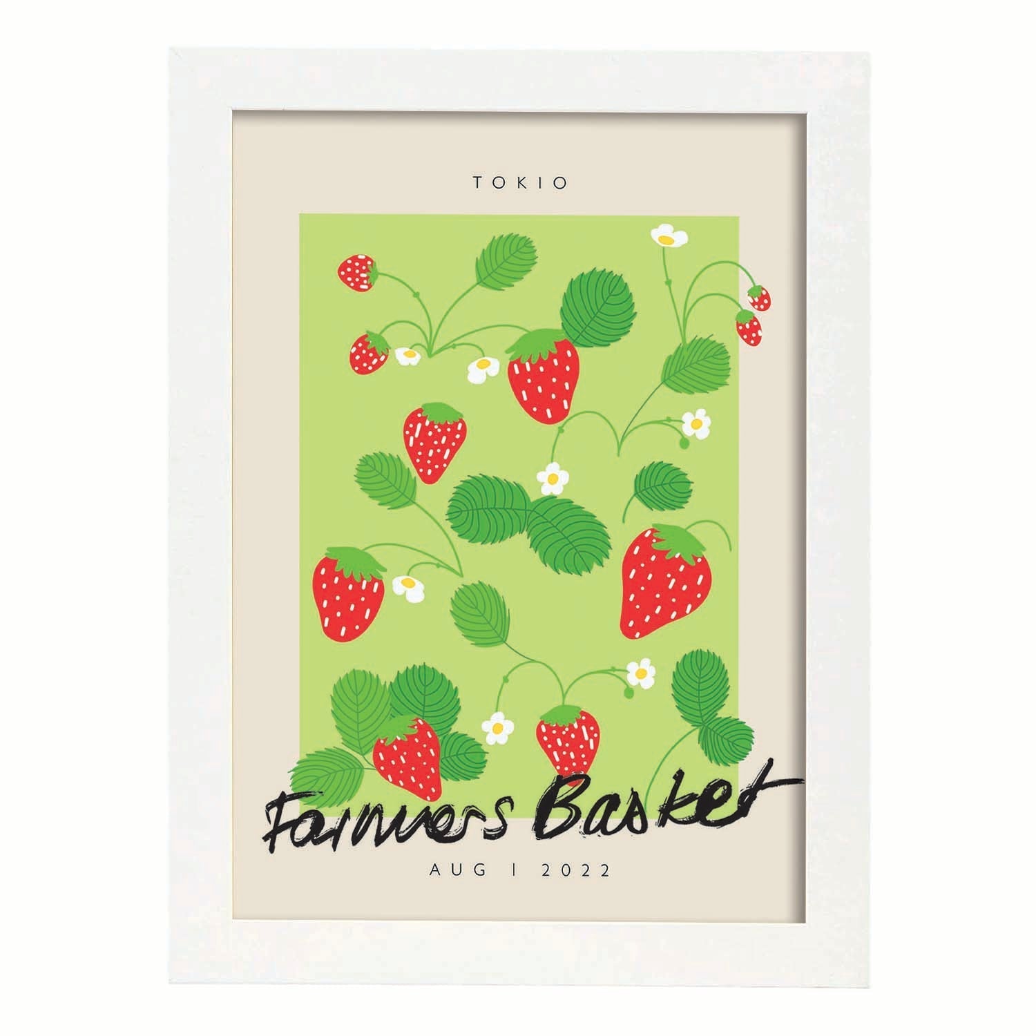 Lamina artistica decorativa con ilustración de Cesta de agricultores Tokio-Artwork-Nacnic-A3-Marco Blanco-Nacnic Estudio SL
