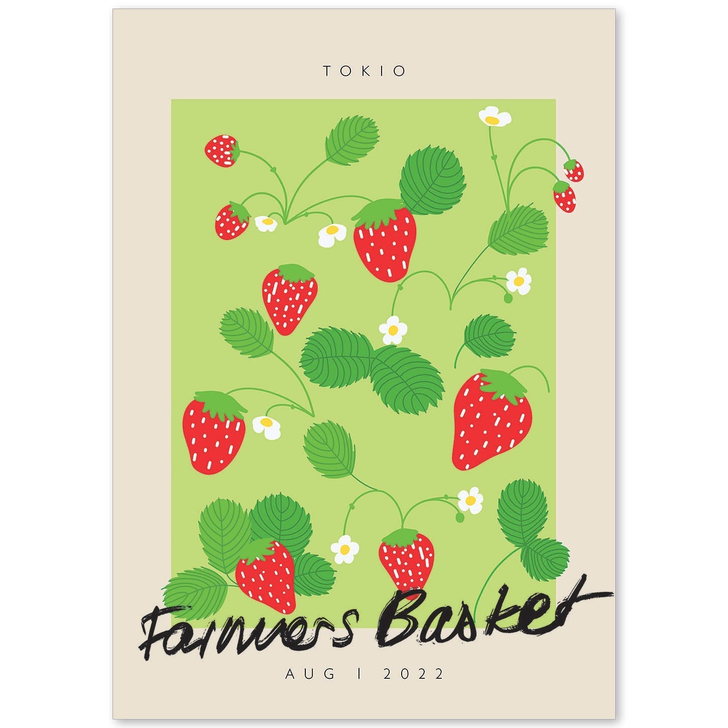 Lamina artistica decorativa con ilustración de Cesta de agricultores Tokio-Artwork-Nacnic-A4-Sin marco-Nacnic Estudio SL