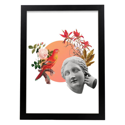 Lamina artistica decorativa con ilustración de Collage 1 estilo Collage-Artwork-Nacnic-A4-Marco Negro-Nacnic Estudio SL