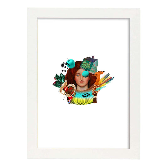 Lamina artistica decorativa con ilustración de Collage 10 estilo Collage-Artwork-Nacnic-A4-Marco Blanco-Nacnic Estudio SL