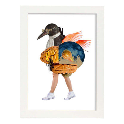 Lamina artistica decorativa con ilustración de Collage 17 estilo Collage-Artwork-Nacnic-A4-Marco Blanco-Nacnic Estudio SL