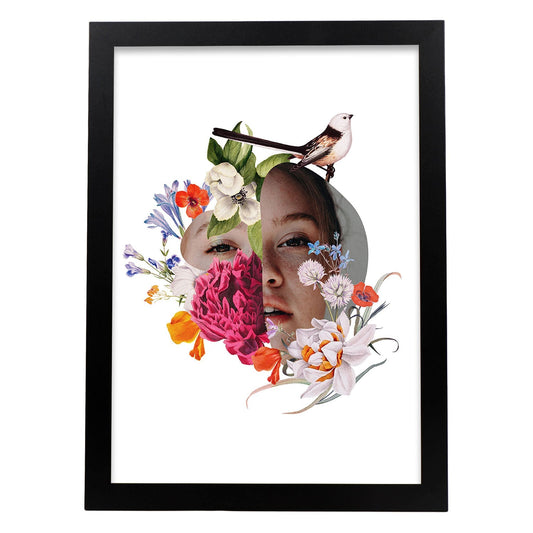 Lamina artistica decorativa con ilustración de Collage 5 estilo Collage-Artwork-Nacnic-A4-Marco Negro-Nacnic Estudio SL