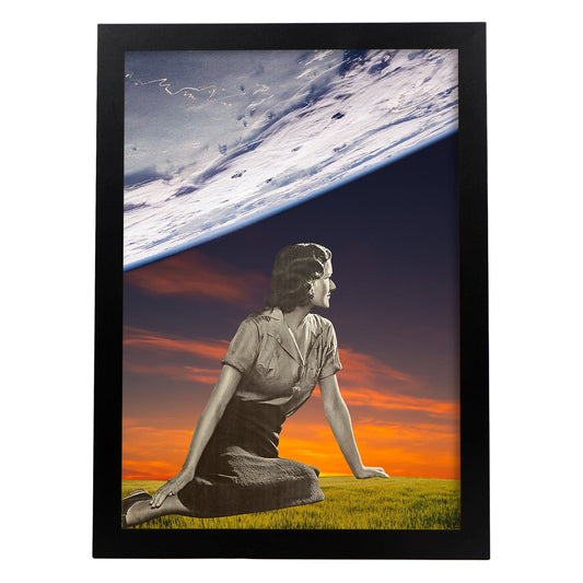 Lamina artistica decorativa con ilustración de Collage surrealista 15 estilo Collage-Artwork-Nacnic-A4-Marco Negro-Nacnic Estudio SL