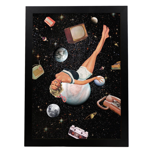 Lamina artistica decorativa con ilustración de Collage surrealista 32 estilo Collage-Artwork-Nacnic-A4-Marco Negro-Nacnic Estudio SL