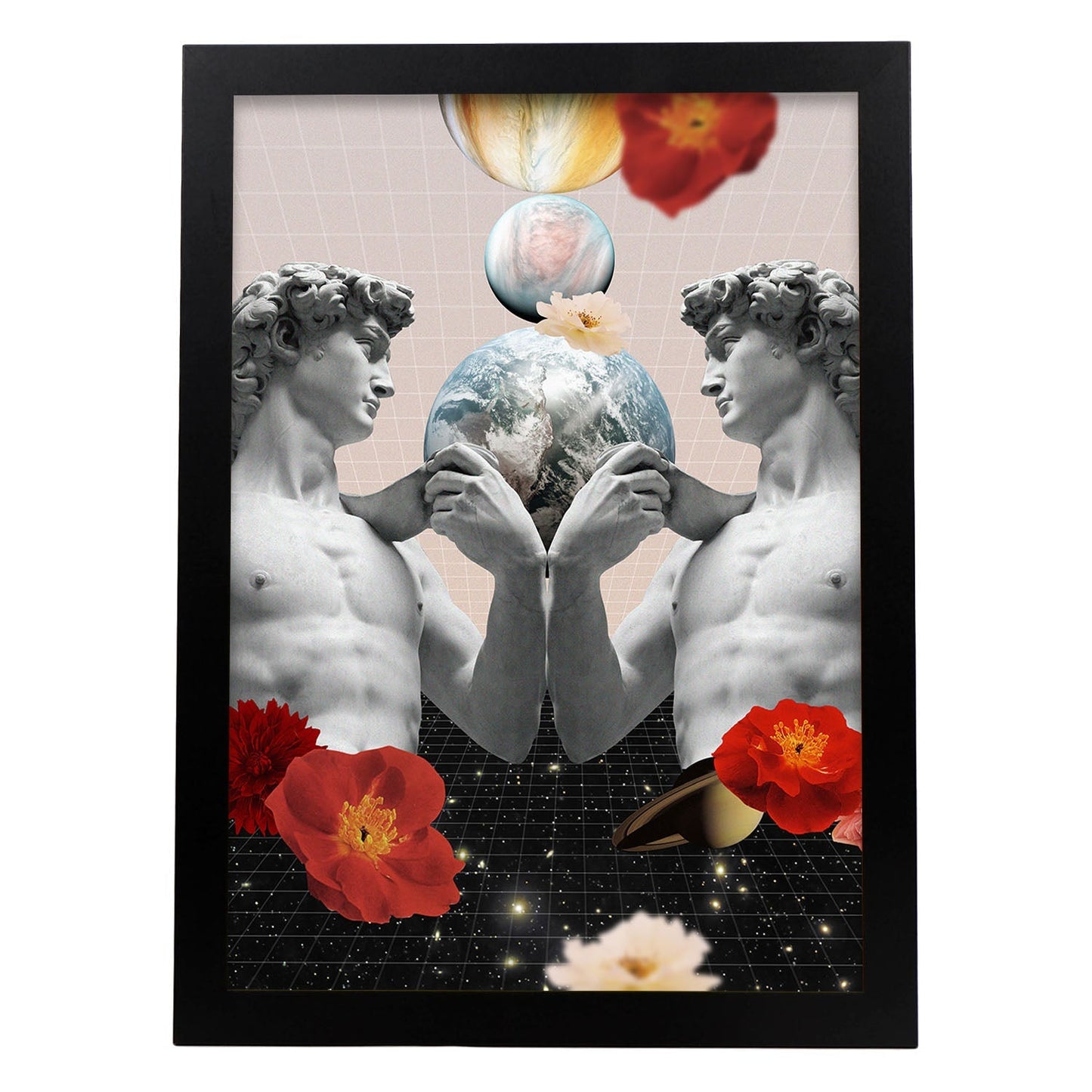 Lamina artistica decorativa con ilustración de Collage surrealista 50 estilo Collage-Artwork-Nacnic-A3-Marco Negro-Nacnic Estudio SL