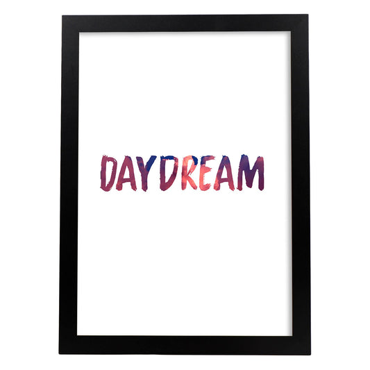 Lamina artistica decorativa con ilustración de day dream estilo Mensaje inspiracional-Artwork-Nacnic-A4-Marco Negro-Nacnic Estudio SL
