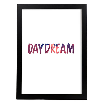 Lamina artistica decorativa con ilustración de day dream estilo Mensaje inspiracional-Artwork-Nacnic-A4-Marco Negro-Nacnic Estudio SL
