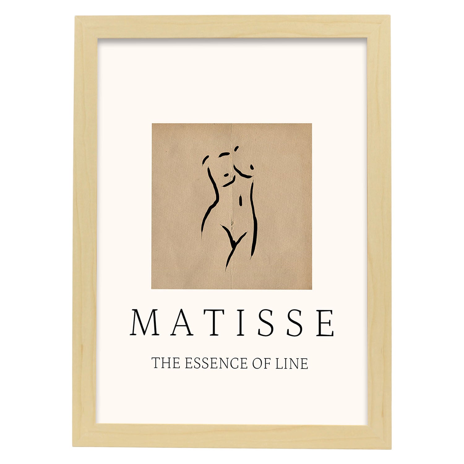 Lamina artistica decorativa con ilustración de Desnudos Matisse 02 estilo fauvista-Artwork-Nacnic-A3-Marco Madera clara-Nacnic Estudio SL