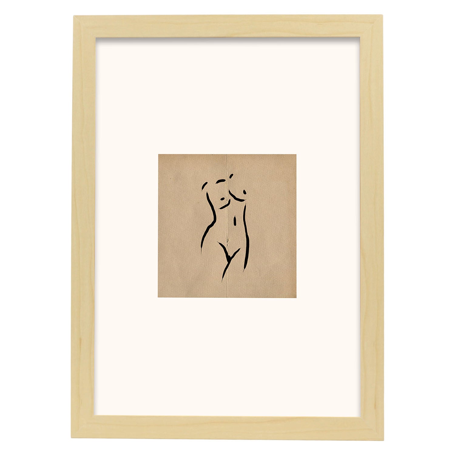 Lamina artistica decorativa con ilustración de Desnudos Matisse 03 estilo fauvista-Artwork-Nacnic-A3-Marco Madera clara-Nacnic Estudio SL