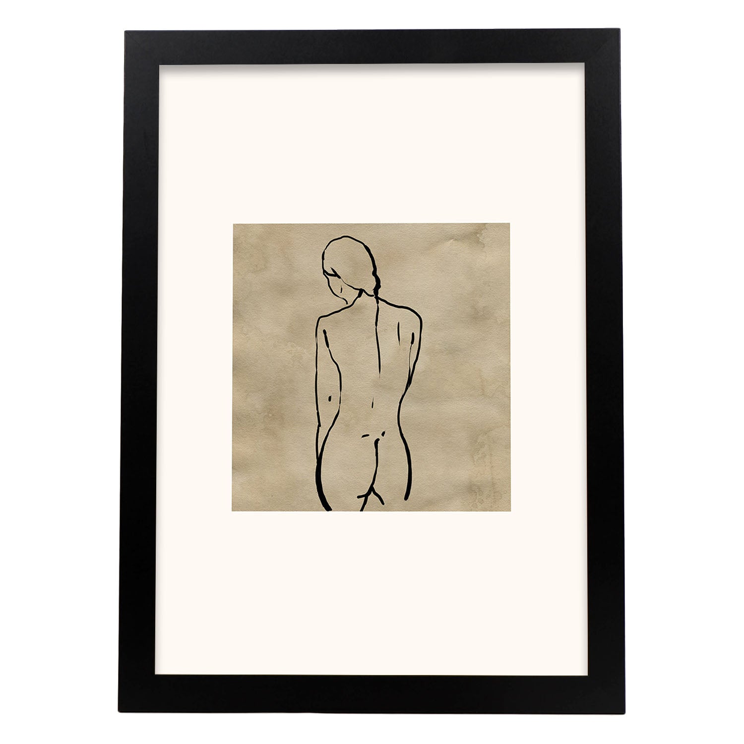 Lamina artistica decorativa con ilustración de Desnudos Matisse 04 estilo fauvista-Artwork-Nacnic-A4-Marco Negro-Nacnic Estudio SL