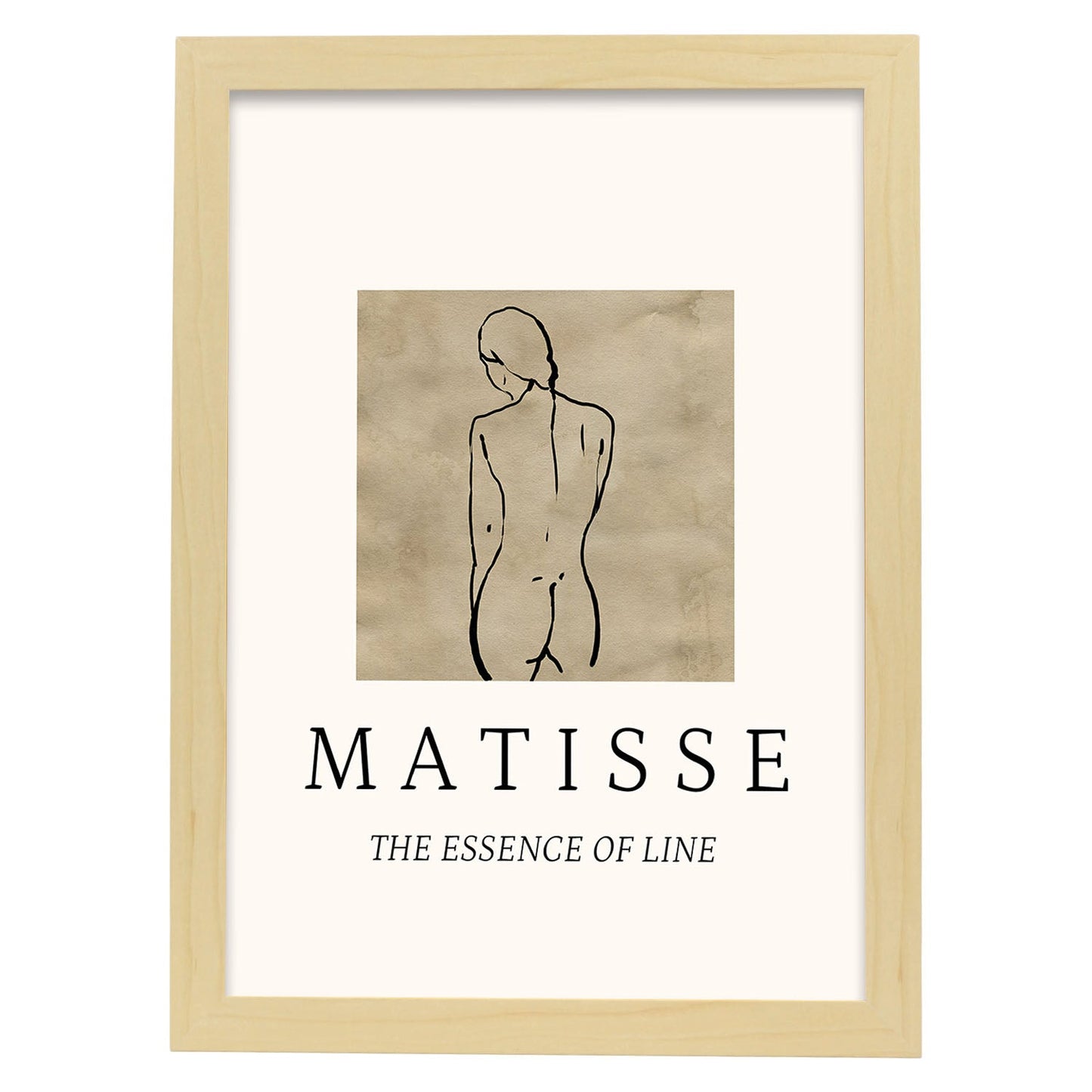 Lamina artistica decorativa con ilustración de Desnudos Matisse 05 estilo fauvista-Artwork-Nacnic-A3-Marco Madera clara-Nacnic Estudio SL
