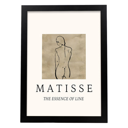 Lamina artistica decorativa con ilustración de Desnudos Matisse 05 estilo fauvista-Artwork-Nacnic-A4-Marco Negro-Nacnic Estudio SL
