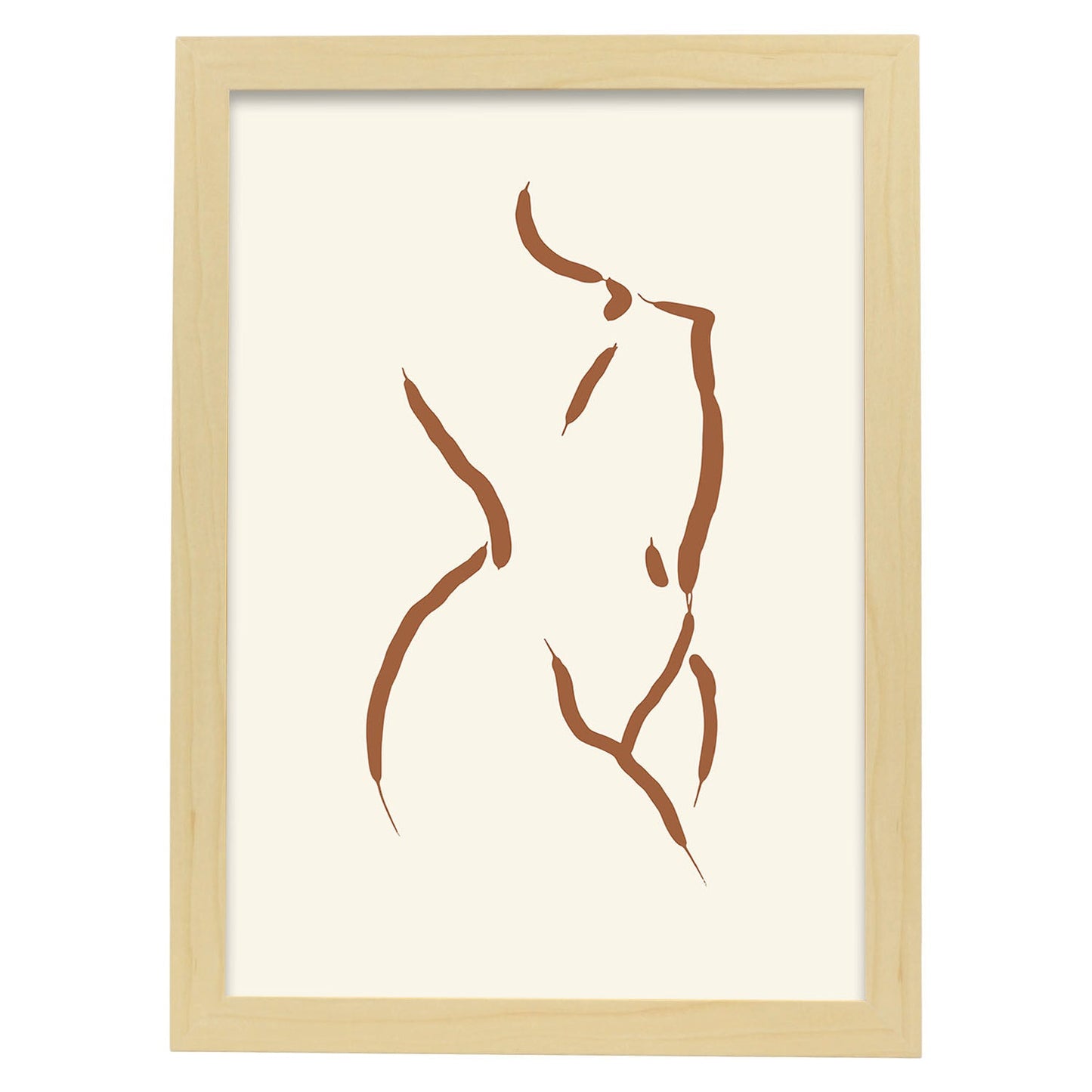 Lamina artistica decorativa con ilustración de Desnudos Matisse 07 estilo fauvista-Artwork-Nacnic-A4-Marco Madera clara-Nacnic Estudio SL