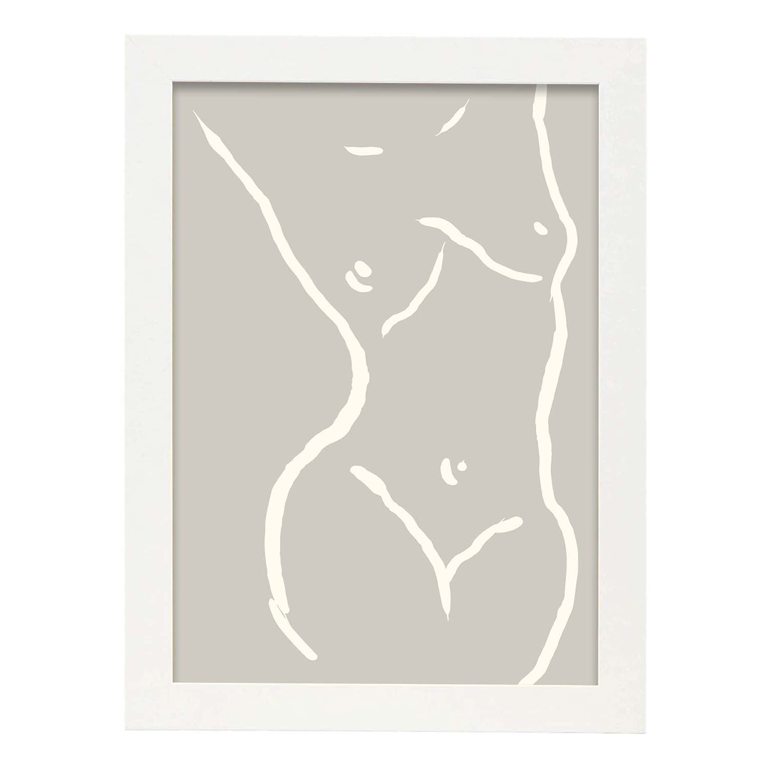 Lamina artistica decorativa con ilustración de Desnudos Matisse 09 estilo fauvista-Artwork-Nacnic-A3-Marco Blanco-Nacnic Estudio SL