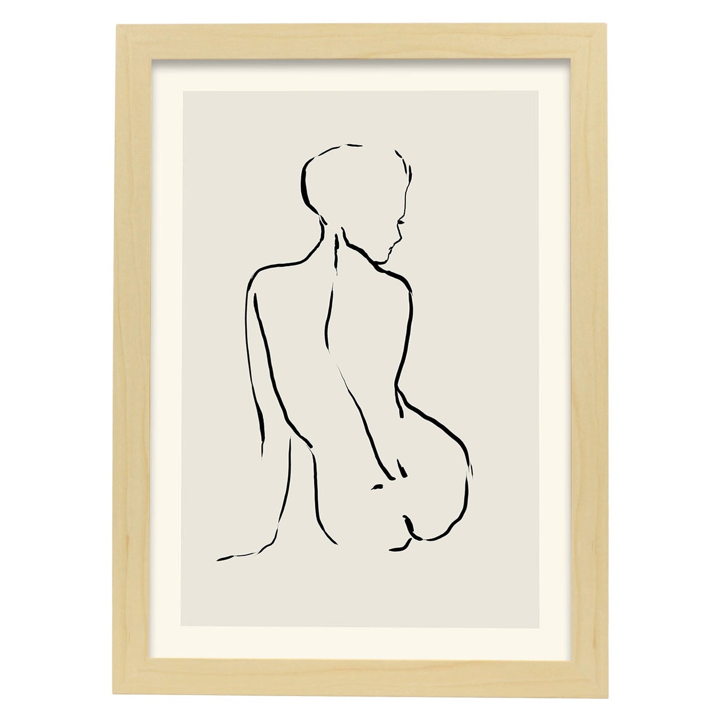Lamina artistica decorativa con ilustración de Desnudos Matisse 12 estilo fauvista-Artwork-Nacnic-A3-Marco Madera clara-Nacnic Estudio SL