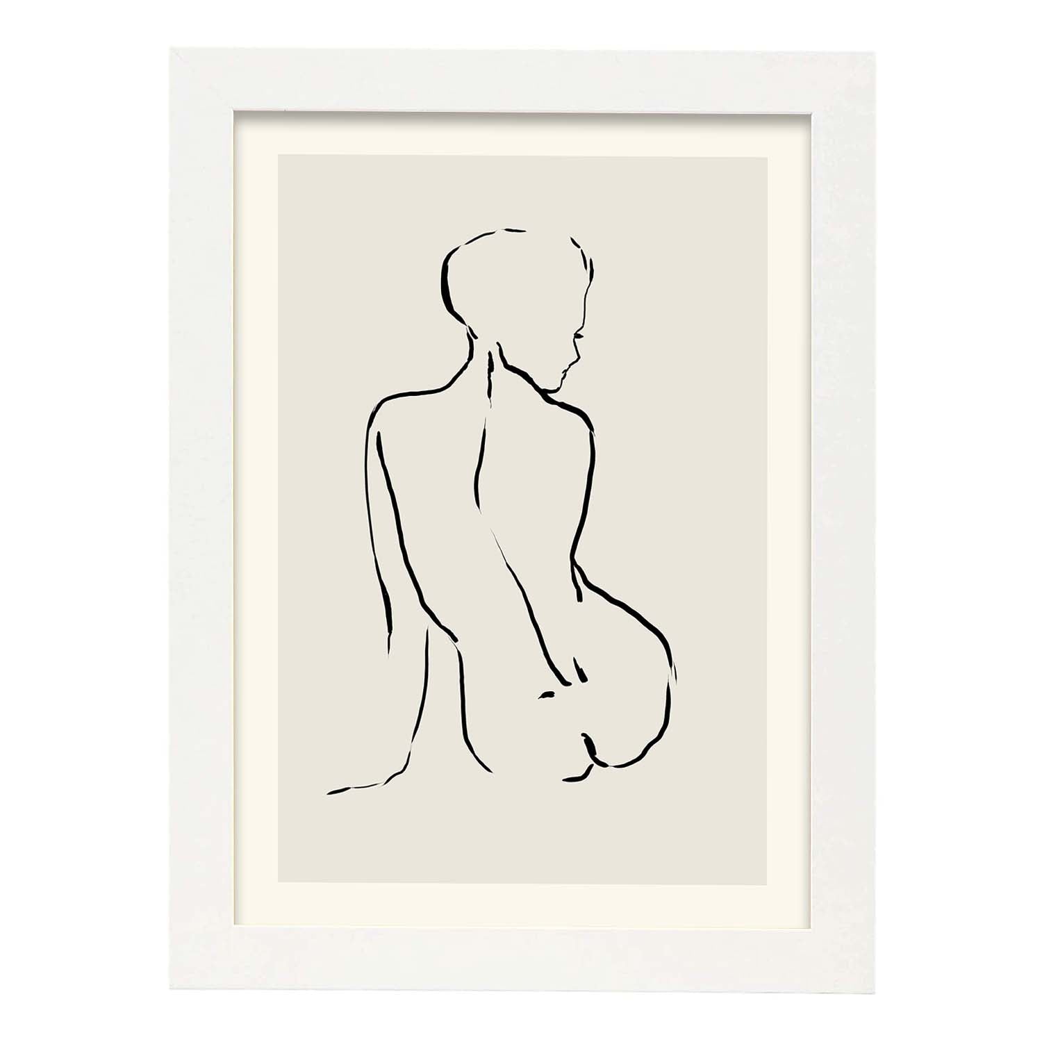 Lamina artistica decorativa con ilustración de Desnudos Matisse 12 estilo fauvista-Artwork-Nacnic-A4-Marco Blanco-Nacnic Estudio SL