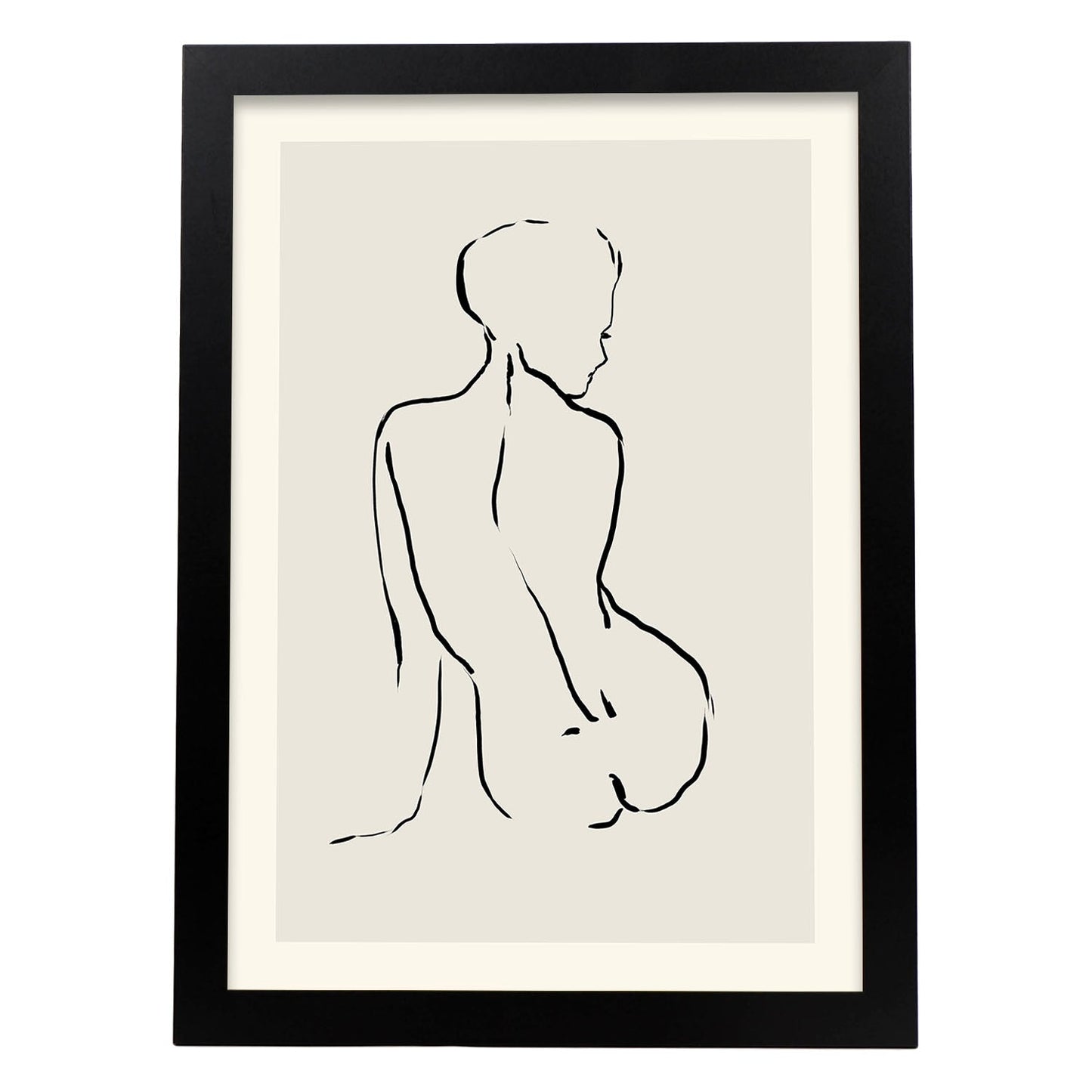 Lamina artistica decorativa con ilustración de Desnudos Matisse 12 estilo fauvista-Artwork-Nacnic-A4-Marco Negro-Nacnic Estudio SL