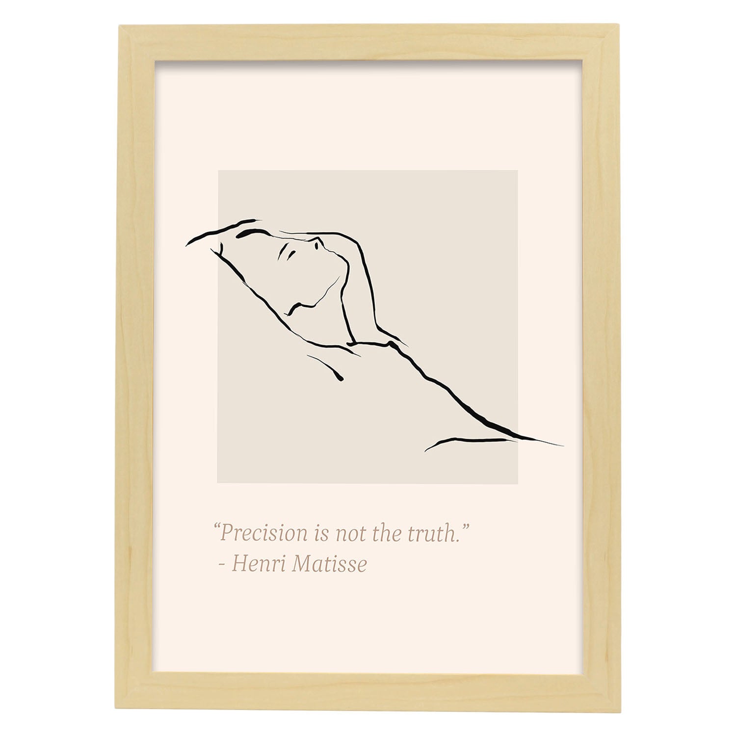 Lamina artistica decorativa con ilustración de Desnudos Matisse 14 estilo fauvista-Artwork-Nacnic-A3-Marco Madera clara-Nacnic Estudio SL