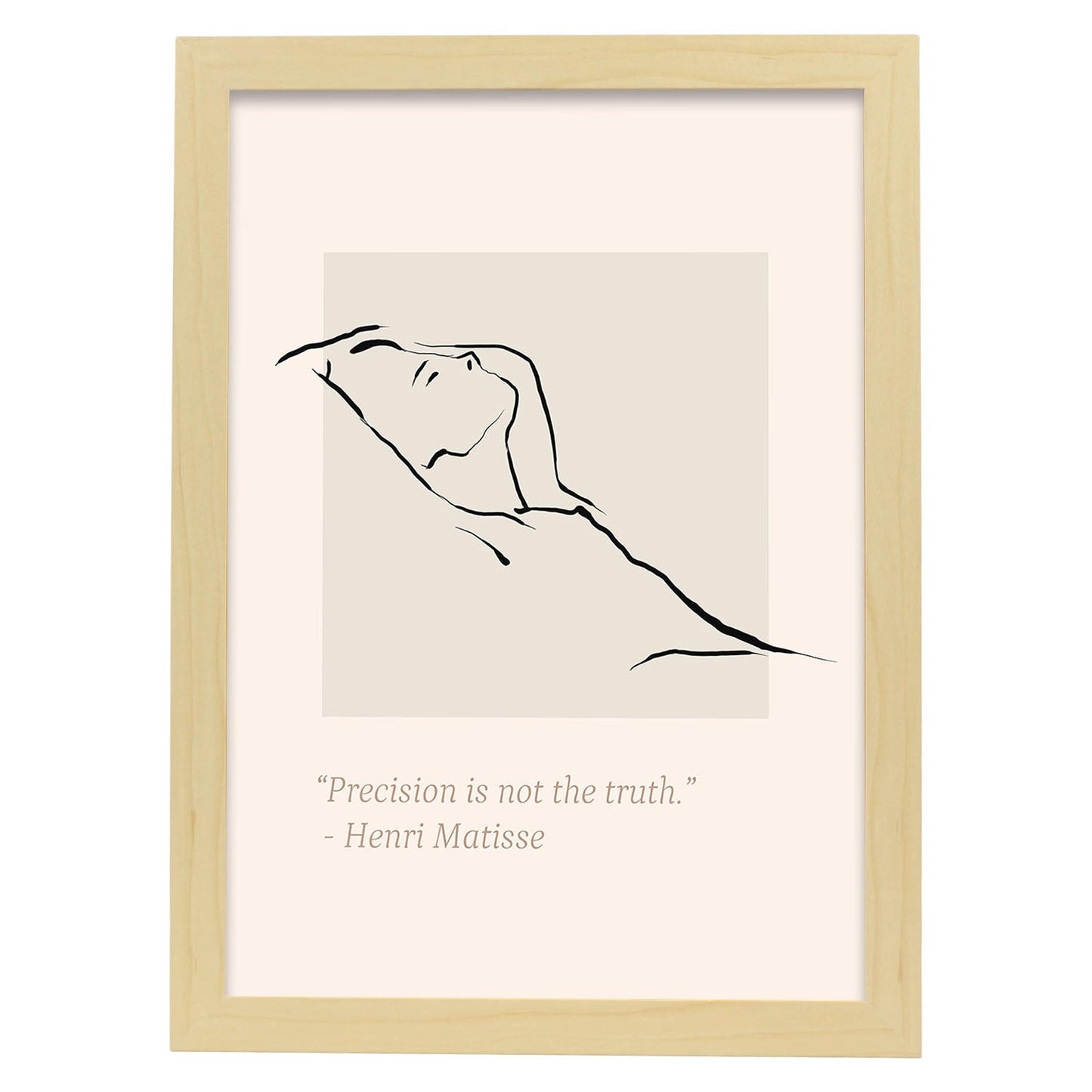 Lamina artistica decorativa con ilustración de Desnudos Matisse 14 estilo fauvista-Artwork-Nacnic-A4-Marco Madera clara-Nacnic Estudio SL