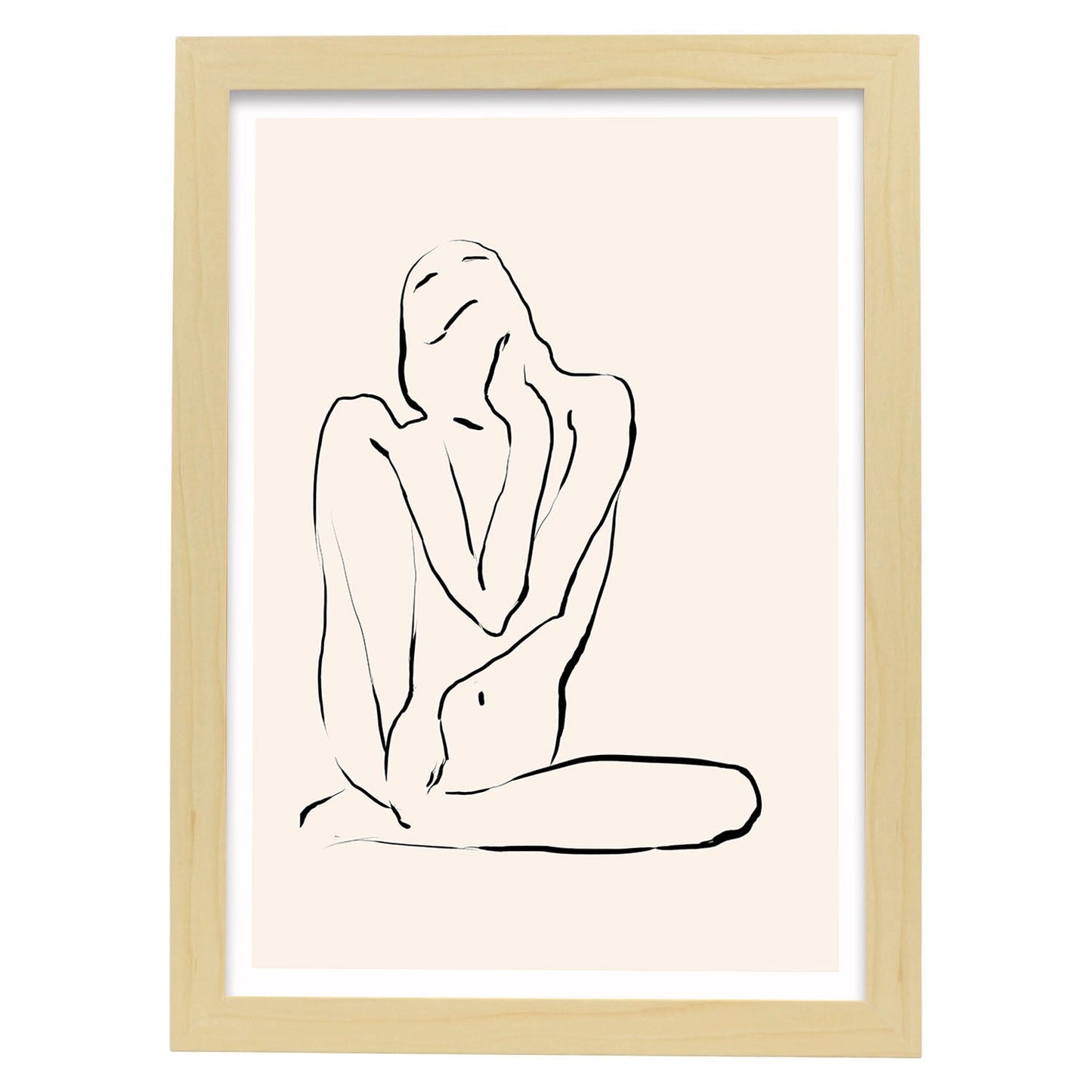Lamina artistica decorativa con ilustración de Desnudos Matisse 16 estilo fauvista-Artwork-Nacnic-A4-Marco Madera clara-Nacnic Estudio SL