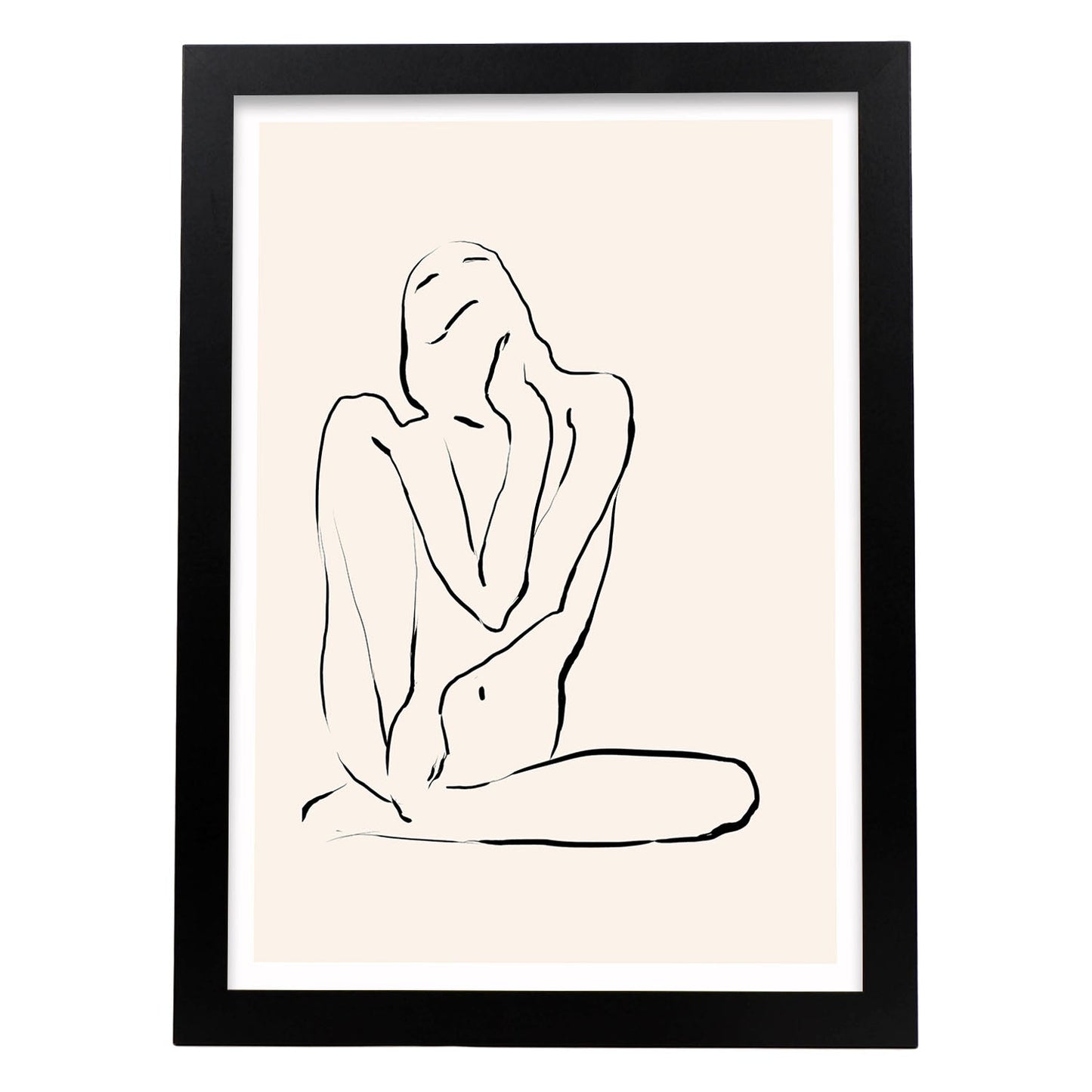 Lamina artistica decorativa con ilustración de Desnudos Matisse 16 estilo fauvista-Artwork-Nacnic-A4-Marco Negro-Nacnic Estudio SL