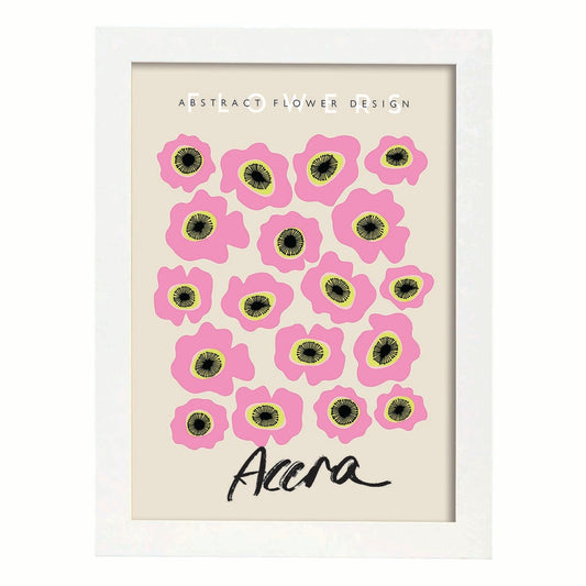 Lamina artistica decorativa con ilustración de Diseño abstracto de flor Accra-Artwork-Nacnic-A4-Marco Blanco-Nacnic Estudio SL
