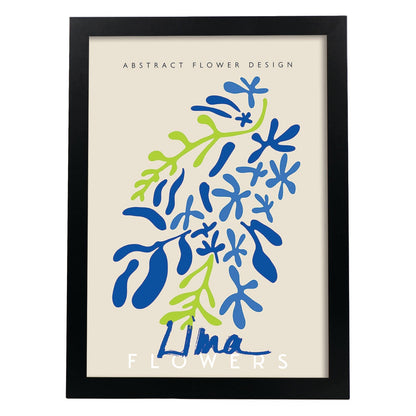 Lamina artistica decorativa con ilustración de Diseño abstracto de flor lima-Artwork-Nacnic-A4-Marco Negro-Nacnic Estudio SL