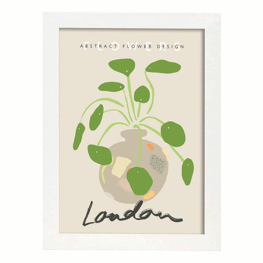 Lamina artistica decorativa con ilustración de Diseño abstracto de flor LONDRES-Artwork-Nacnic-A4-Marco Blanco-Nacnic Estudio SL
