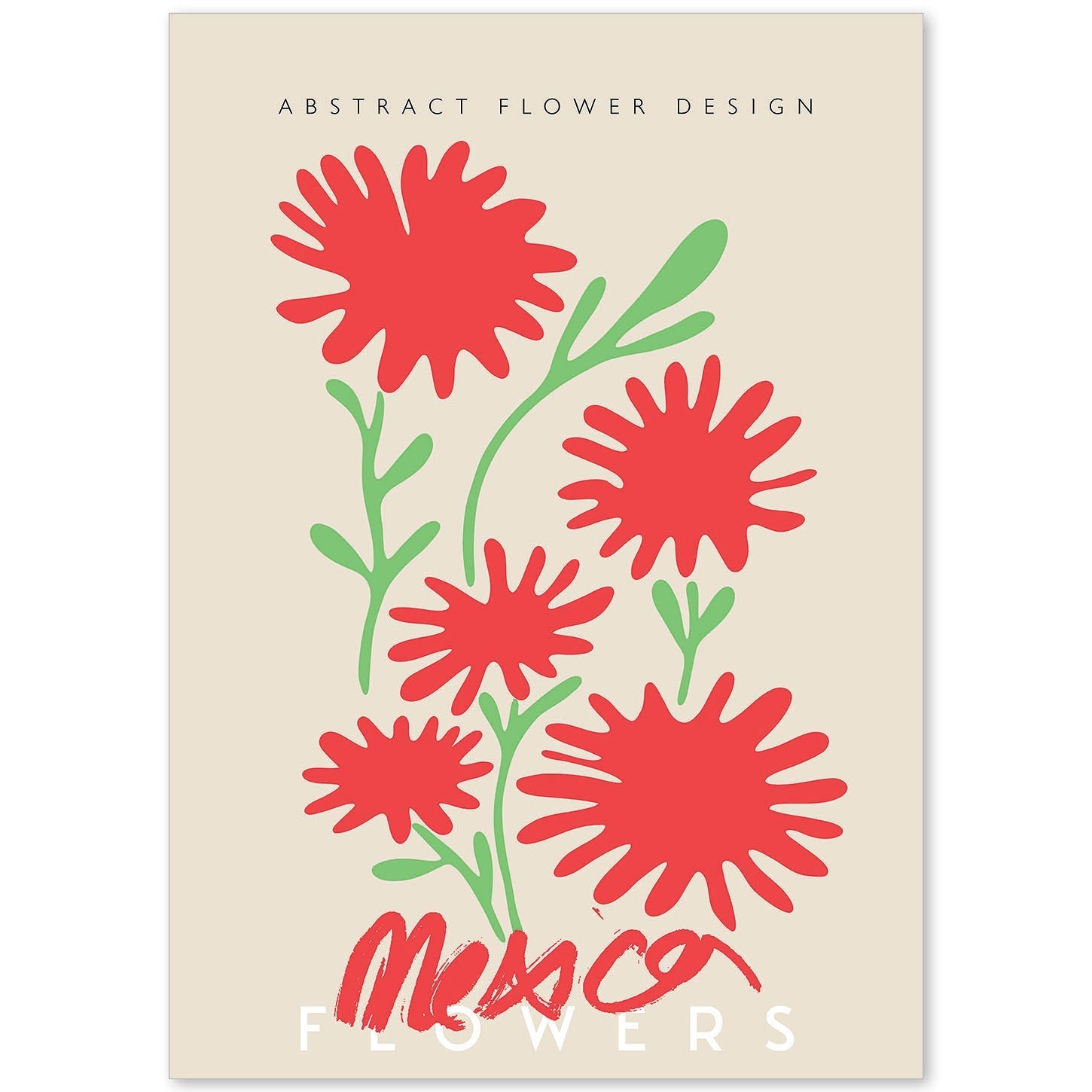 Lamina artistica decorativa con ilustración de Diseño abstracto de flor México-Artwork-Nacnic-A4-Sin marco-Nacnic Estudio SL