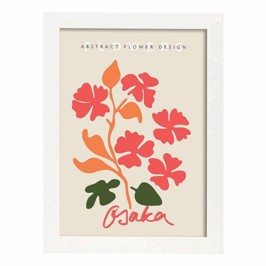 Lamina artistica decorativa con ilustración de Diseño abstracto de flor Osaka-Artwork-Nacnic-A4-Marco Blanco-Nacnic Estudio SL