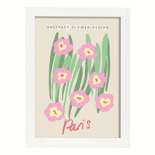 Lamina artistica decorativa con ilustración de Diseño abstracto de flor París-Artwork-Nacnic-A4-Marco Blanco-Nacnic Estudio SL