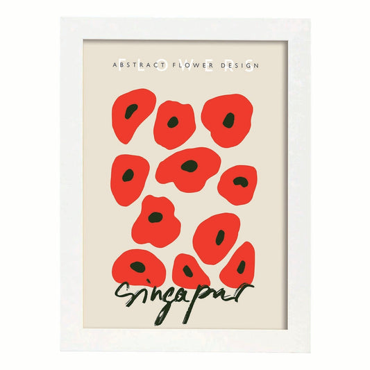 Lamina artistica decorativa con ilustración de Diseño abstracto de flor Singapur-Artwork-Nacnic-A4-Marco Blanco-Nacnic Estudio SL