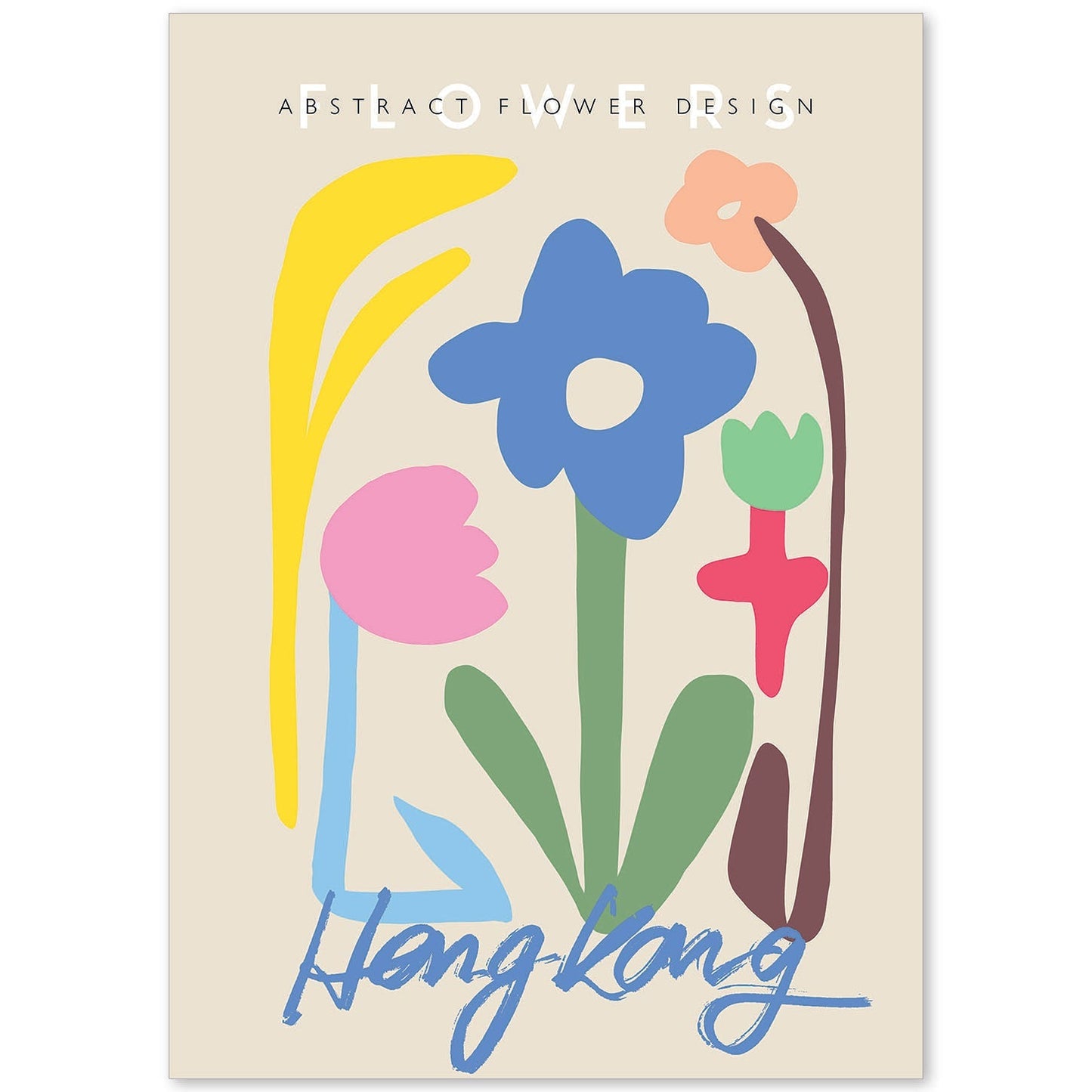Lamina artistica decorativa con ilustración de Diseño de flor abstracto Hong Kong-Artwork-Nacnic-A4-Sin marco-Nacnic Estudio SL