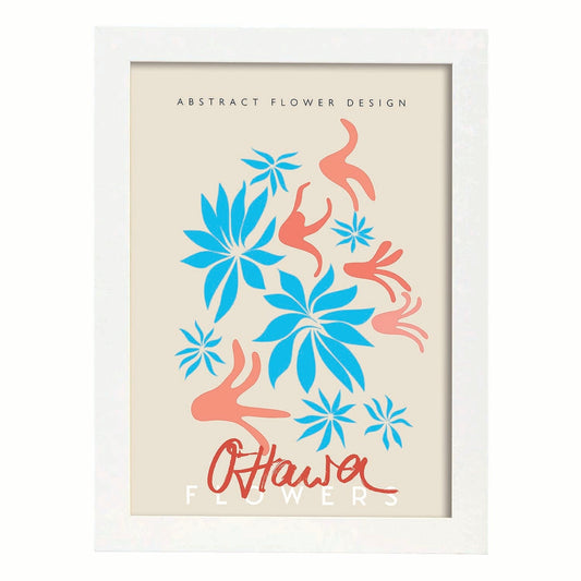 Lamina artistica decorativa con ilustración de Diseño floral abstracto Ottawa-Artwork-Nacnic-A4-Marco Blanco-Nacnic Estudio SL