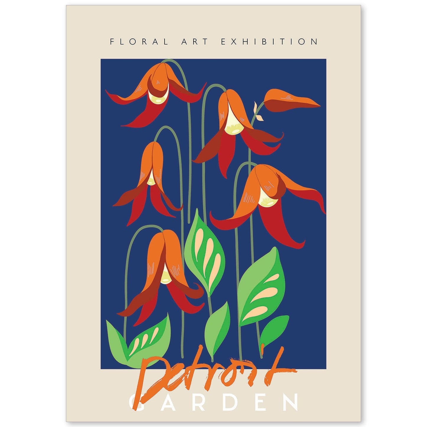 Lamina artistica decorativa con ilustración de Exposición de arte floral Detroit-Artwork-Nacnic-A4-Sin marco-Nacnic Estudio SL