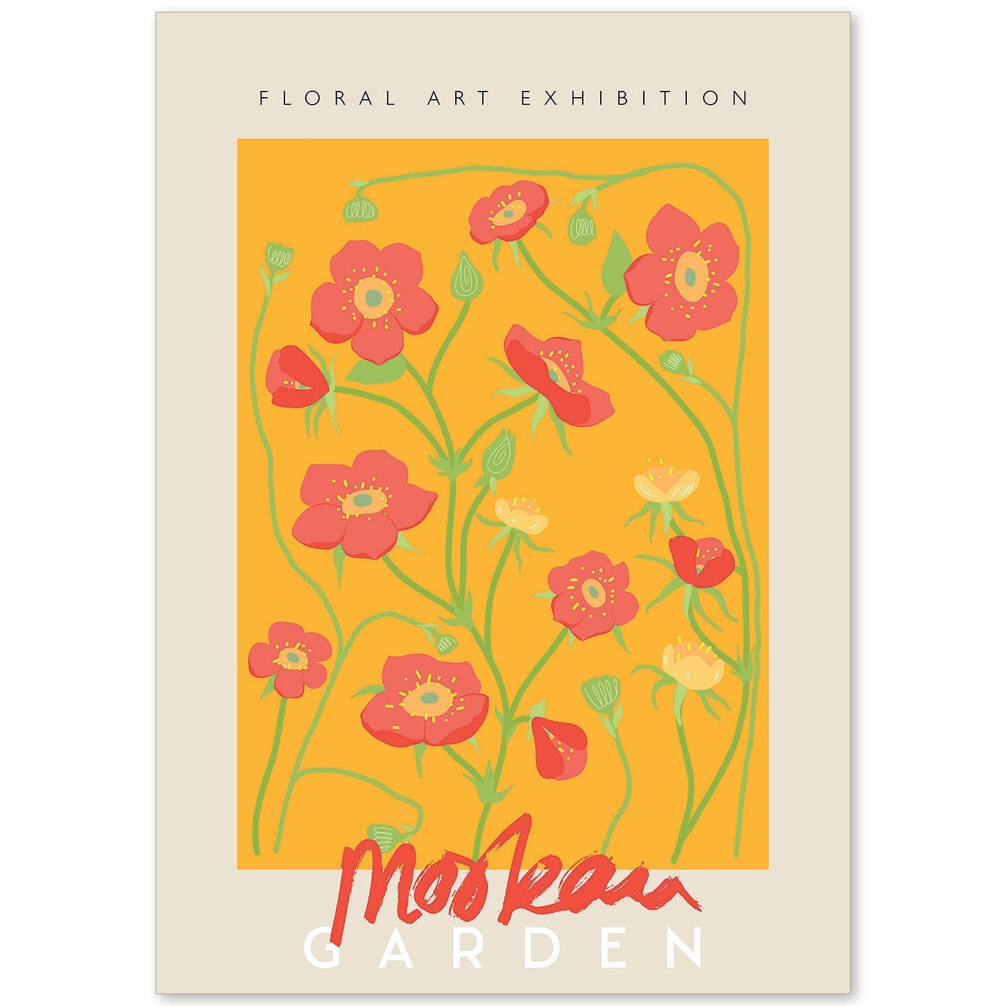 Lamina artistica decorativa con ilustración de Exposición de arte floral Moskau-Artwork-Nacnic-A4-Sin marco-Nacnic Estudio SL