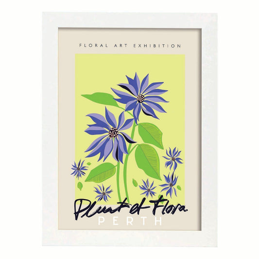 Lamina artistica decorativa con ilustración de Exposición de arte floral Perth-Artwork-Nacnic-A4-Marco Blanco-Nacnic Estudio SL