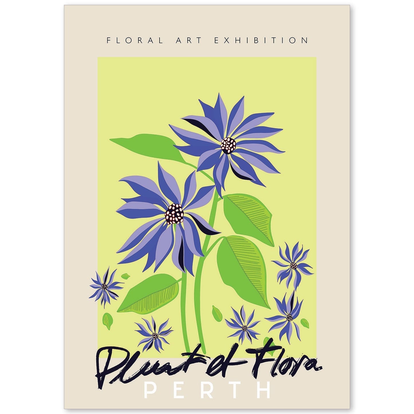 Lamina artistica decorativa con ilustración de Exposición de arte floral Perth-Artwork-Nacnic-A4-Sin marco-Nacnic Estudio SL