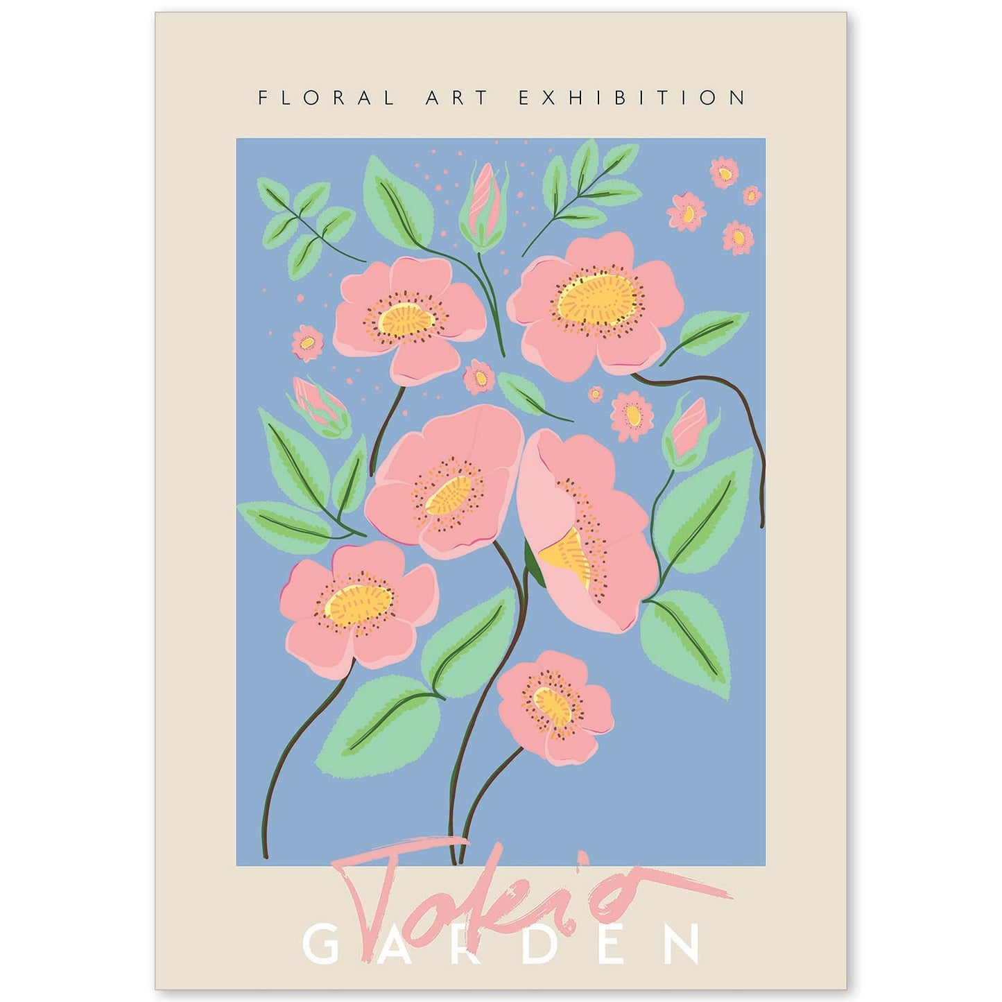 Lamina artistica decorativa con ilustración de Exposición de arte floral Tokyo-Artwork-Nacnic-A4-Sin marco-Nacnic Estudio SL