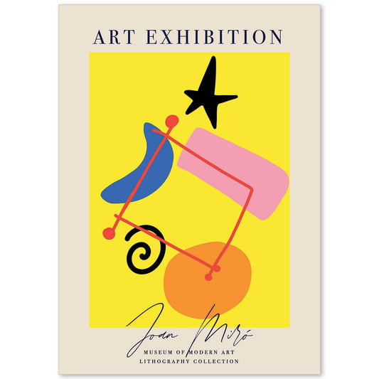 Lamina artistica decorativa con ilustración de Exposición Joan Miro 1 estilo Surrealista-Artwork-Nacnic-A4-Sin marco-Nacnic Estudio SL