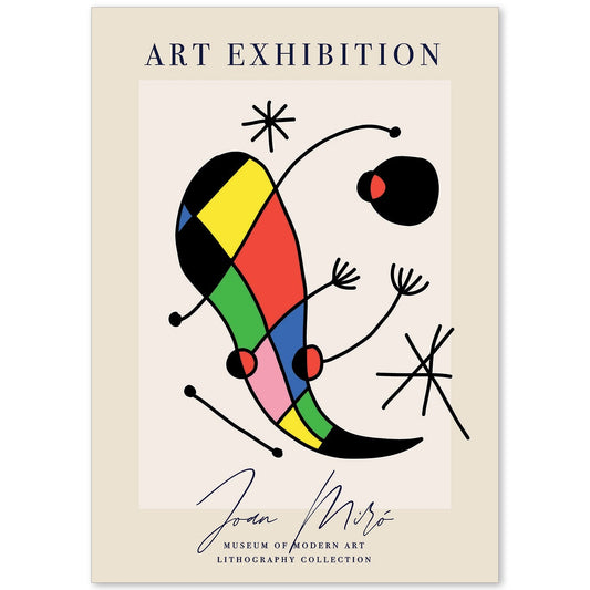 Lamina artistica decorativa con ilustración de Exposición Joan Miro 10 estilo Surrealista-Artwork-Nacnic-A4-Sin marco-Nacnic Estudio SL