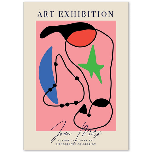 Lamina artistica decorativa con ilustración de Exposición Joan Miro 4 estilo Surrealista-Artwork-Nacnic-A4-Sin marco-Nacnic Estudio SL