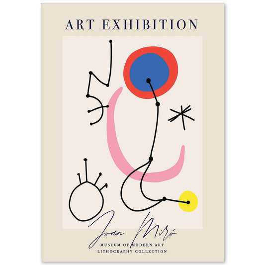 Lamina artistica decorativa con ilustración de Exposición Joan Miro 5 estilo Surrealista-Artwork-Nacnic-A4-Sin marco-Nacnic Estudio SL
