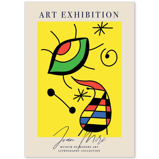 Lamina artistica decorativa con ilustración de Exposición Joan Miro 8 estilo Surrealista-Artwork-Nacnic-A4-Sin marco-Nacnic Estudio SL