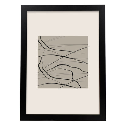 Lamina artistica decorativa con ilustración de Exposición Kline 13 estilo Abstracto-Artwork-Nacnic-A4-Marco Negro-Nacnic Estudio SL