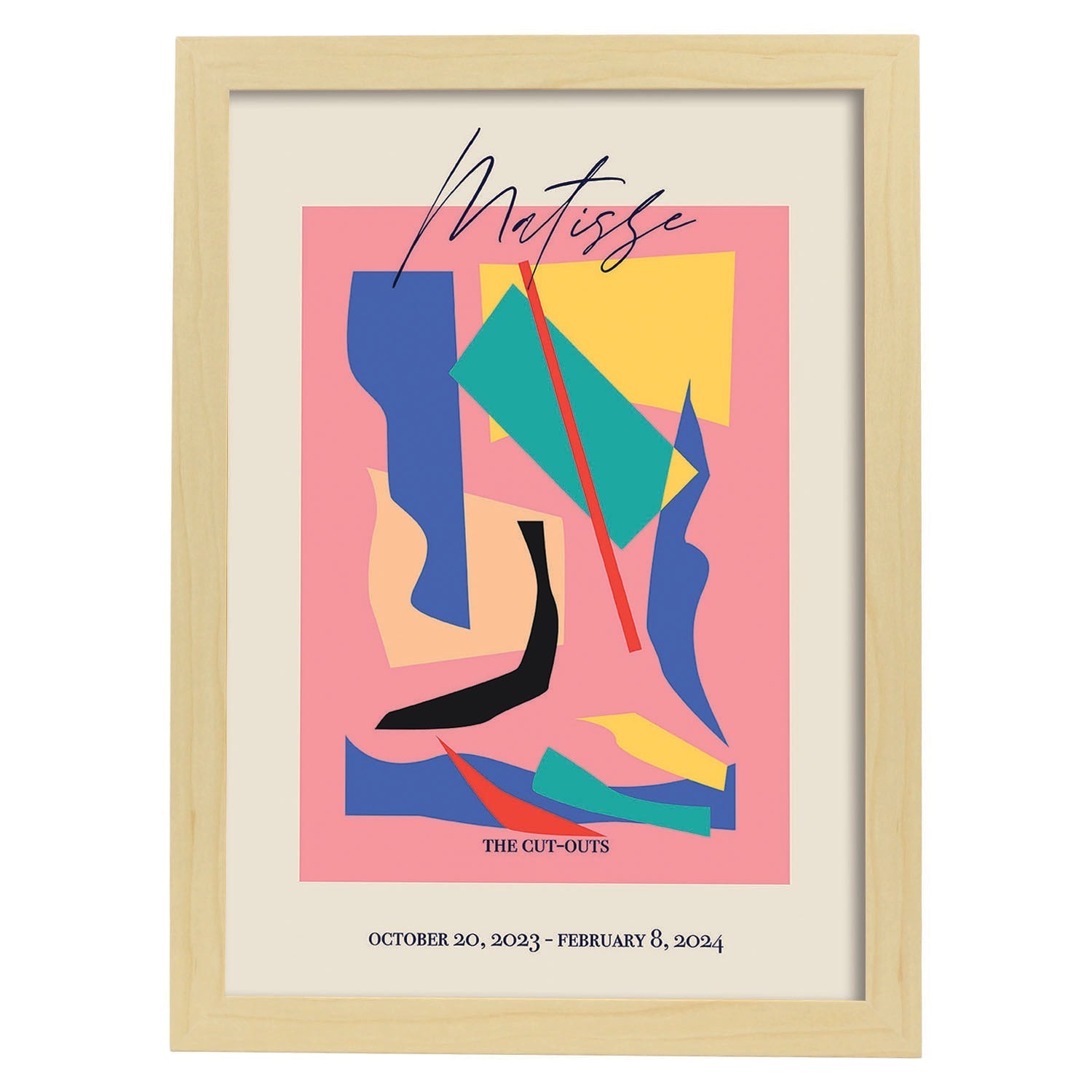 Lamina artistica decorativa con ilustración de Exposición Matisse 11 estilo fauvista-Artwork-Nacnic-A4-Marco Madera clara-Nacnic Estudio SL